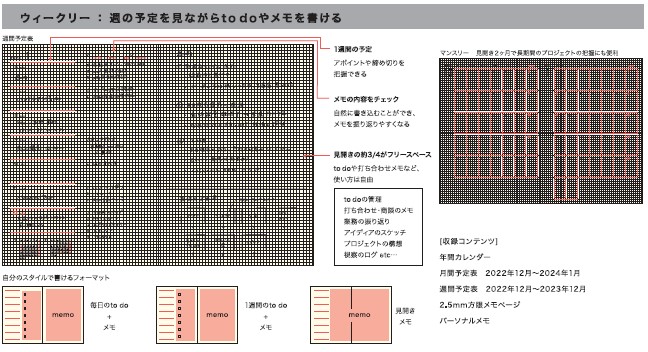 2023 isshoni.ﾌﾟﾗﾝ＋ﾒﾓ ｳｨｰｸﾘｰ A5 ﾌﾞﾗｯｸ E8730 | 2022年版手帳 | 手帳（ダイアリー）のダイゴー オンラインショップ